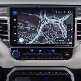 For Toyota Tundra Sequoia 2025-2022 One-touch start button cover/ring Driving mode, rearview mirror adjustment, volume adjustment knob cover interior decoration 5-piece set (14-inch screen, blue)