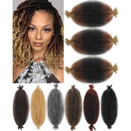 Miyamarch 3 Paquetes De Cabello Trenzado Afro Elástico De 8 Pulgadas, Cabello Trenzado Marley Twist, Cabello Corto Rizado, Cabello Trenzado Marley Para Extensiones De Cabello Passion Locs Suaves… T1/3