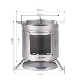 Ti artisan Titanium Backpacking Wood Burning Stove Portable Folding Camping Backpacking Wood Stove