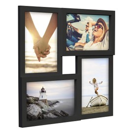 Malden 4-Opening Matted Collage Frame, Displays Four 4x6 Photos, Black
