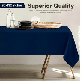 Utopia Kitchen Rectangle Table Cloth 2 Pack [90x132 Inches, Navy] Tablecloth Machine Washable Fabric Polyester Table Cover for Dining, Buffet Parties, Picnic, Events, Weddings and Restaurants