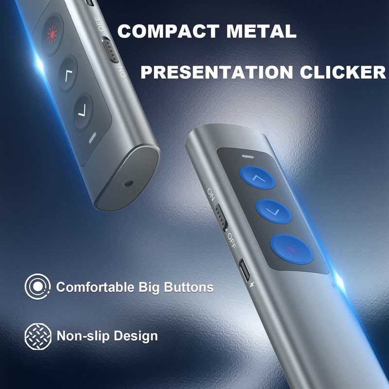 Rechargeable Presentation Clicker for Laptop PowerPoint, USB-A USB-C Presentation Pointer,