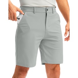 Soothfeel Men's Golf Shorts with 5 Pockets Stretch Lightweight Quick Dry 9 Inch Flat Front Casual Work Dress Shorts for Men (Cool Grey, 40)