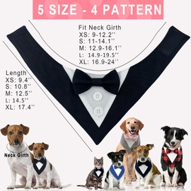 KOOLMOX Tuxedo for Large Dogs Wedding Attire, Black Tux Bow Tie Collar Adjustable Dog Party Outfit for Large Dogs (L, Black)