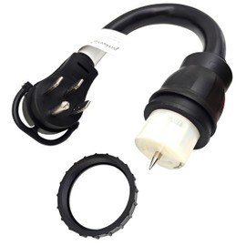 Parkworld 79513 NEMA 14-50P to SS2-50R 50A Generator CS6364 Twist Lock Female with Locking Ring and collar for Transfer Switch (1.5FT)