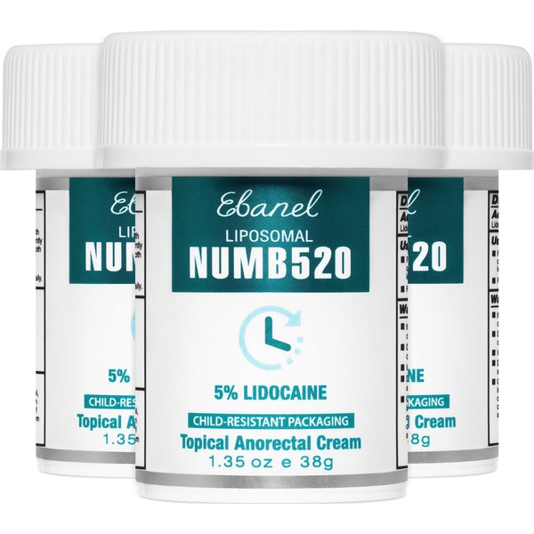 Ebanel Ebanel 5% Lidocaine Numbing Cream, 3-Pack Pain Relief Burn