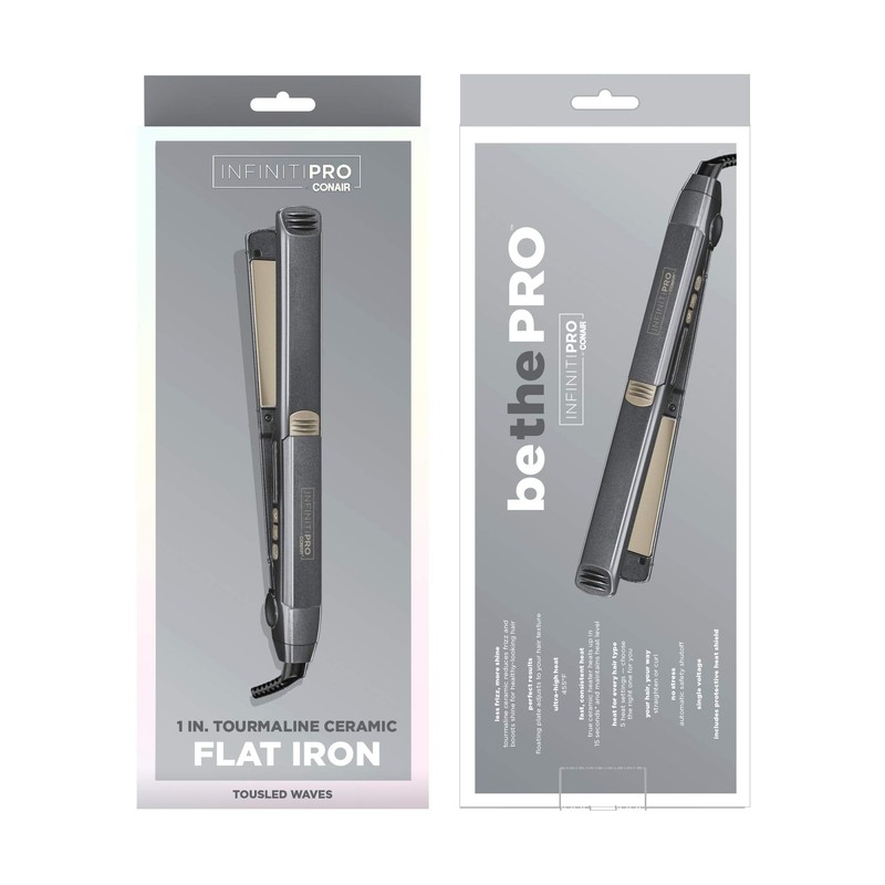 INFINITIPRO BY CONAIR Tourmaline Ceramic Flat Iron, 1-inch, Teal