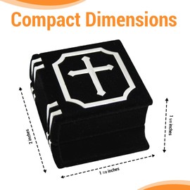Novel Box Black Novelty Jewelry Ring/Earring 1.87x2x1.62 Inches Flocked Velvet Bible Shaped Box - Jewelry Storage Boxes Organizers for Religious Celebration, Ceremony, Weddings and Christian Gifts