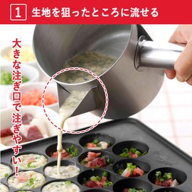 Shimomura Plenty of Powdered Grill, 34422 Tsubame Sanjo Stainless Steel Large Spout with Handle for Takoyaki (1.1 L)