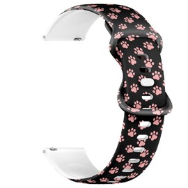 THAZEE Compatible with Ticwatch Pro 3 Ultra GPS/Pro 3 GPS/Pro 4G LTE / E2 / S2, 22mm Replacement Sport Watch Band (Animal Paw Prints) Silicone Soft Strap Bracelet