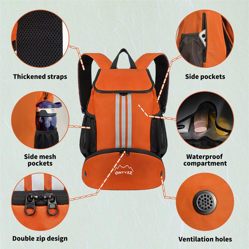 ONTYZZ Orange Sports Backpack with Drawstring Closure Basketball Backpack Gym
