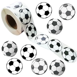 500 Pieces Soccer Party Decorations Labels Roll Stickers - Soccer Sport Party Supplies Decor Favors Jar Containers Letter DIY Sticker Labels Decals
