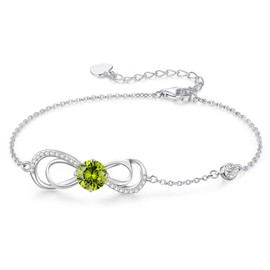 CDE Women's Copper Heart White Gold Bracelet Birthstone Bracelet Women's Jewellery Mother's Day Valentine's Day Birthday Christmas Gifts for Women Girlfriend Mum, Copper, Cubic Zirconia