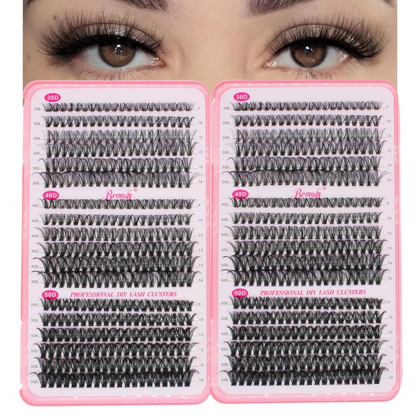 Bransfy 3 Styles 720pcs Eyelashes Clusters Lash Clusters Wispy Individual