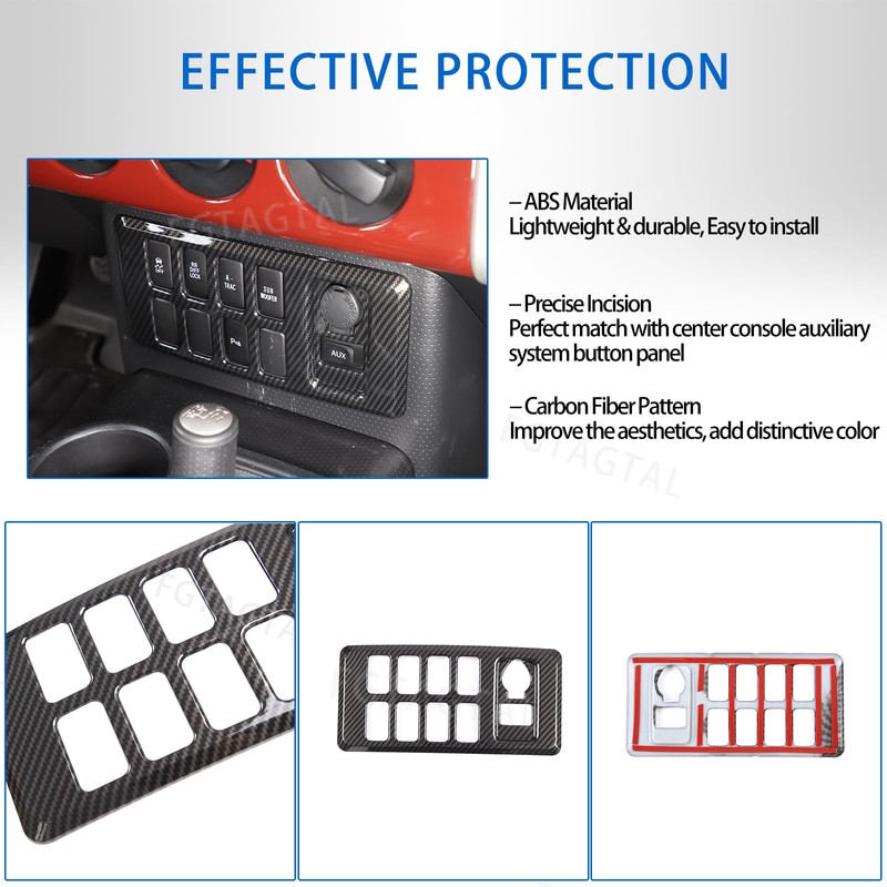 Center Console Auxiliary System Button Panel Decoration Frame Cover Fit