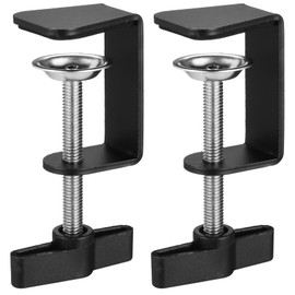 SEWACC 2pcs C-shape Desk Table Mount Clamps, 360 Degree Rotating Metal Base Clips, Black, Stainless Steel and Plastic, Space-saving Design for Office, Home, Studio