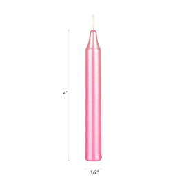 SRG 40 pcs Unscented Metallic Pink Mini Taper Candle, 4 Inch Tall x 1/2 Inch Diameter, Great for Casting Chimes, Rituals, Spells, Vigil, Witchcraft, Wiccan Supplies, Wax Play & More