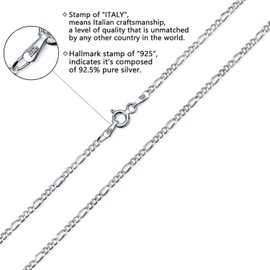 Savlano 925 Sterling Silver Solid Italian Figaro, Rope,Herringbone, Curb, Ball Bead, Snake, Mariner Chain Anklet for Women, Comes in 0.8mm - 5mm With Gift Box (10, Figaro 2mm)