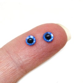 4mm Super Tiny Intense Dark Blue Doll Human Glass Eyes Pair of Small Flatback Cabochons for Toy Sculpture Polymer Clay Art Doll or Jewelry Making (4mm)
