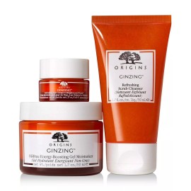 ORIGINS GINZENG 3 pce Set : Scrub Cleanser, Moisturizer, Eye Cream