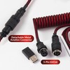 Keychron Premium Coiled USB-C Angled Red Cable, 5-Pin GX16 Detachable