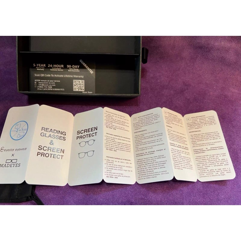 Mad Eyes READING GLASSES -NIB - MADEYES BLUE BLOCKER NON-GLARE