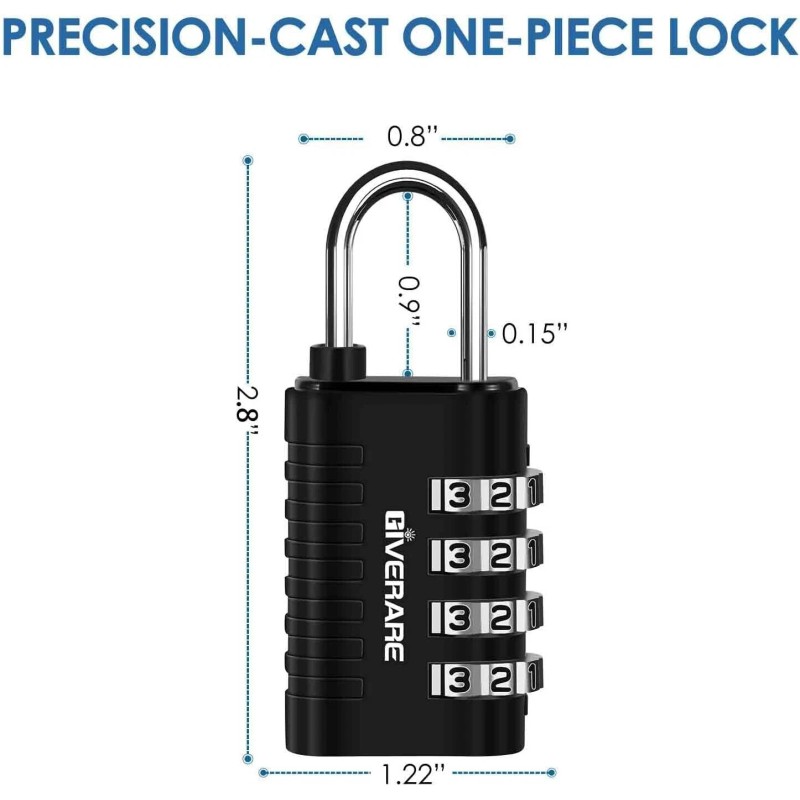 Combination Lock 4Candado Con Combinación Para Valija -Cerraduras de Equipaje