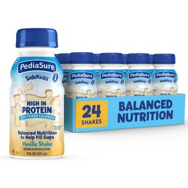 PediaSure SideKicks, Kids Protein Shake, With Key Nutrients and Protein to Help Fill Nutrient Gaps, Vanilla, 8-fl-oz Bottle, Pack of 24