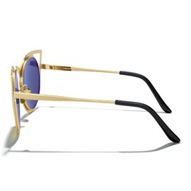MERRY'S Cat Eye Sunglasses Round Metal Cut-Out Flash Mirror Lens Metal Frame Sun glasses S8064 (Gold, 50)