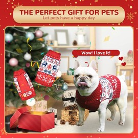 SKXEO Christmas Dog Jumper Snowflake Reindeer Pattern - Soft Classic Pet Sweater Warm Cat Dog Apparel, Knitwear Pet Winter Clothes Xmas Outfits(Snowflake Elk,XS)