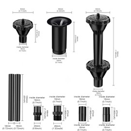 Hottche Fountain Nozzle kit plastic fountain water spray heads for small ponds in 3 Fountain Patterns: Blossom, Mushroom and Two-Tier Patterns (size L）