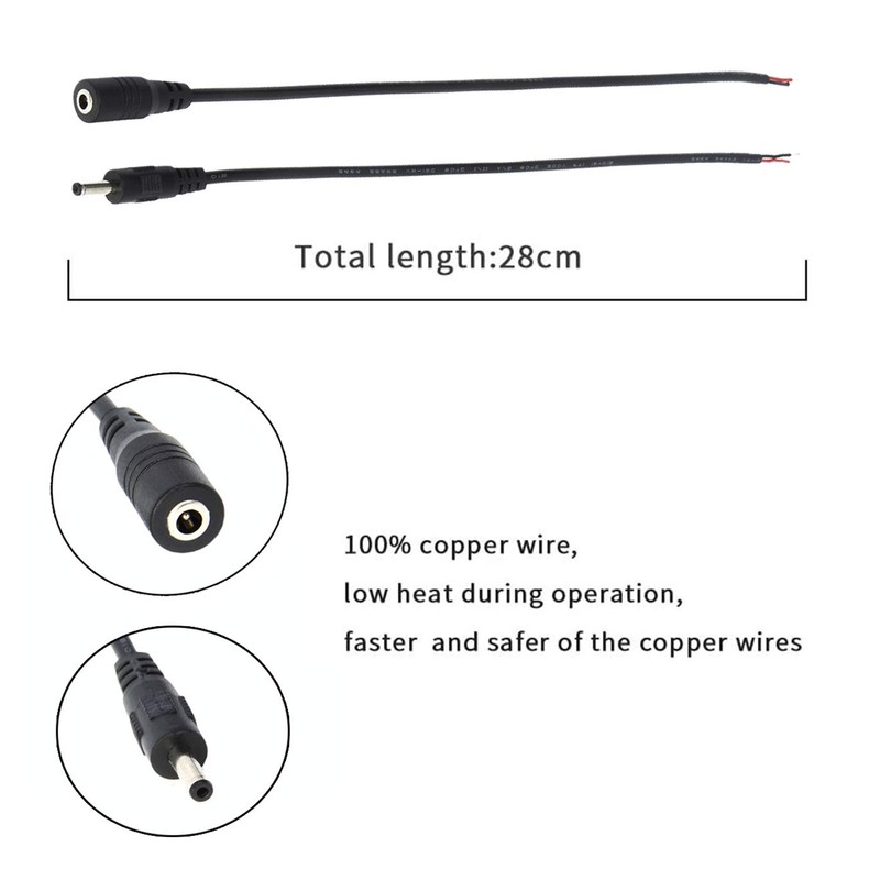 COOLM 3.5mm Pigtail Power Cable 3.5x1.35mm Transfer Male and Female