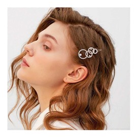 Iaceble Vintage Circle Pearl Hairclip Barrette Gold Circle Hairpin Clip Hollow Circle Hair Barrette Head Clip Retro Pearls Hair Pin Clips Decorative Hair Accessories for Women and Girl Headdress