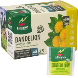 Hanan Dandelion Root Tea Bags 25 Count Detox Herbal Digestive Aid Supports Bloating