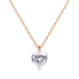Philip Jones Rose Gold Plated Heart Solitaire Necklace Created with Zircondia® Crystals