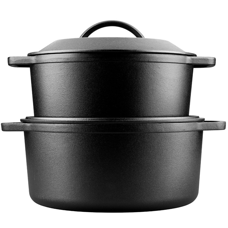 VORRINGARD Pre-Seasoned Cast Iron Dutch Oven with Lid, Round and