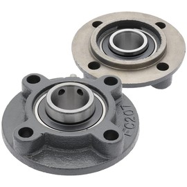 [2-Pack] UCFC207-22 - 4-Bolt Flange-Mount Ball Bearing Unit, Insert Bearing UC207-22, Cast Iron Housing FC207, Bore Shaft 1.375 in (34.925 mm), Set Screw Locking, 5.315 in (135 mm) Flange Length