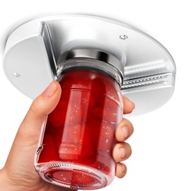 KüchenPro Edelstahl Dosenöffner für Senioren·Einhand-Glasöffner mit Anti-Rutsch-Griff·Flaschenöffner Universalgröße·Unterschrankmontage Küchenzubehör