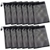 10PCS Compact Black Nylon Mesh Pouches with Drawstrings – 15x20cm