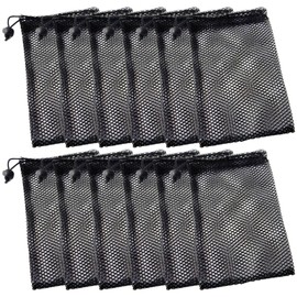 10PCS Compact Black Nylon Mesh Pouches with Drawstrings – 15x20cm Mini Travel Organizers, Breathable Storage Sacks for Essentials