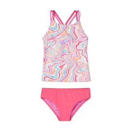 Speedo Girl's Swimwear Printed Two Piece Tankini Set - Coral Paradise, 16