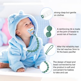 MINMUNJIU Silicone Pacifier Clips for Boys, 6 Pack One Piece Soft Flexible Binky Clips Pacifier Holder Clip for Boys