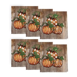 Horaldaily Fall Cloth Napkins 18 x 18 Inch, Thanksgiving Autumn Harvest Brown Pot Pumpkin Party Dinner Decoration Washable Napkins Set of 6