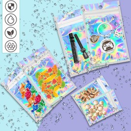 Baggys Mylar Bags Small Bags Foil Bags Baggies Resealable Bags 6 x 10 cm Mylar Bag Holographic Bag Transparent Window Ziplock Bag for Eyelashes Jewellery Pack of 60