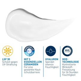 CeraVe CeraVe Gesichtscreme mit LSF 30, Feuchtigkeitsspendende Creme mit Lichtschutzfaktor 30, Ohne Duftstoffe und Parabene, Bei normaler bis trockener Haut, 52 ml