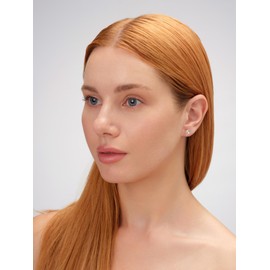 NINA Medikal Cube Stud Earrings Stainless Steel Hypoallergenic with Crystals (Gold Plated - Rock Crystal)