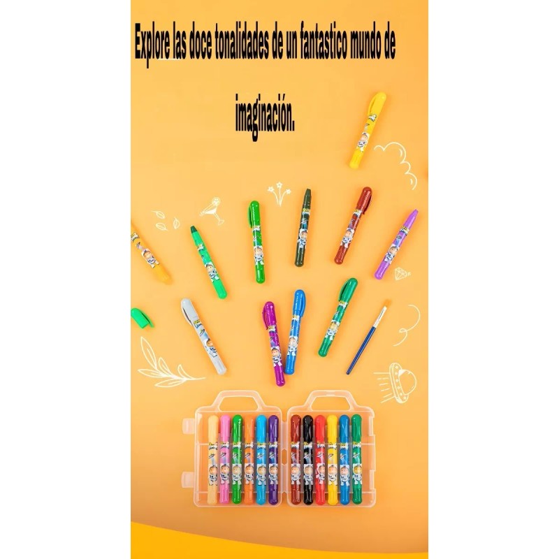 Yooshi Deli Crayones Acuareables Pastel Al Óleo Color Girables 12pz