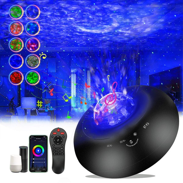(Remote Control) Star Projector Light, Bedside Lamp, Starry Sky LED Nebula Light, Projection Lamp, 360 Degree Rotating Light, Wi-Fi Smart App Control, Voice Control, Christmas / Halloween / Party
