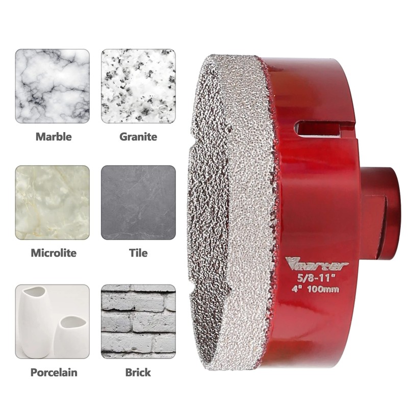 Vearter 4'' Dry Diamond Core Drill Bit, Diamomd Hole Saw