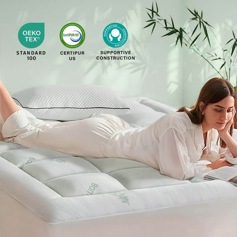 Anluoer Memory Foam Mattress Topper King for Back Pain, Rayon